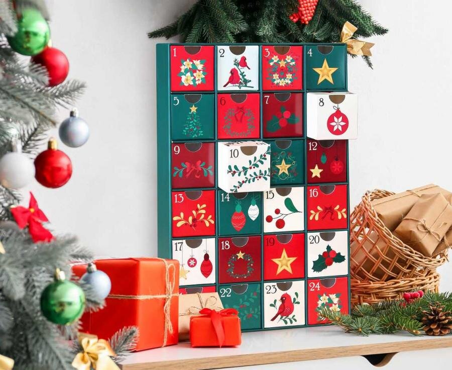 Joulukalenteri laatikoilla