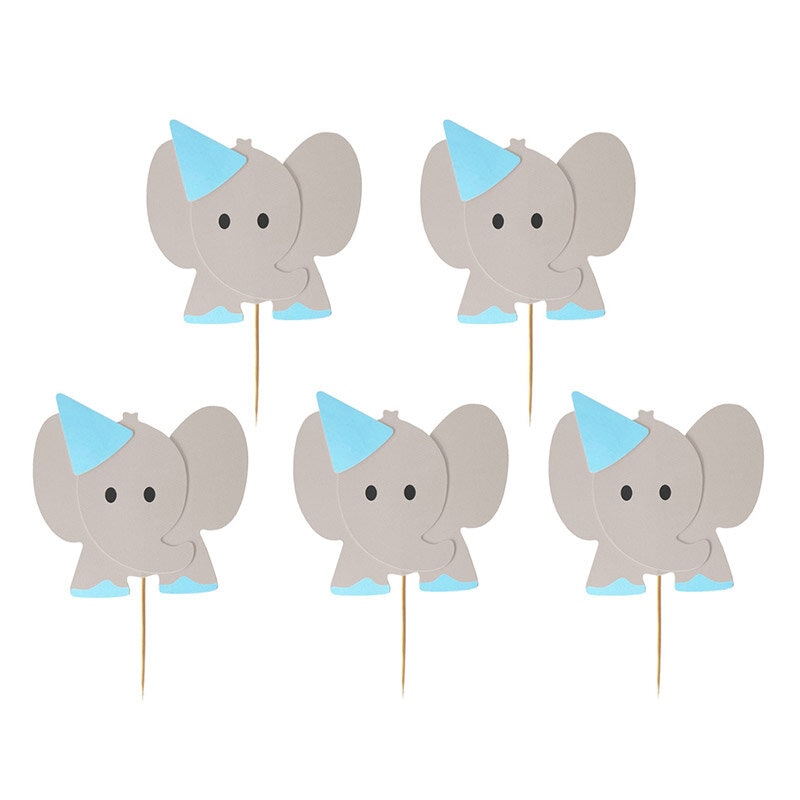 Cake Toppers - Siniset elefantit 10 kpl