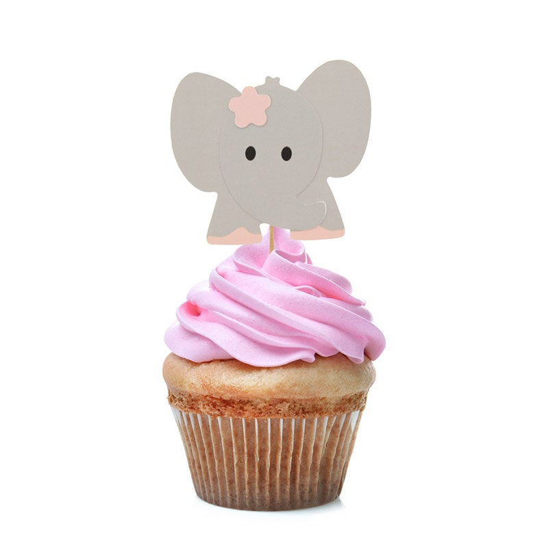 Cake Toppers - Vaaleanpunaiset elefantit 10 kpl