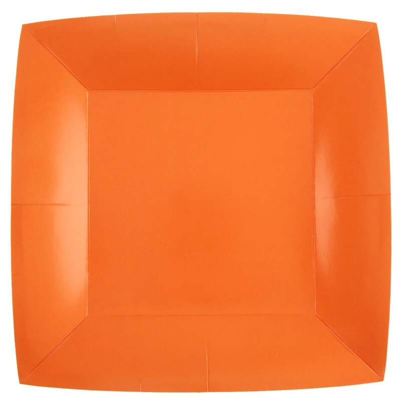 Oranssi 23 cm neliö pahvilautaset 10 kpl