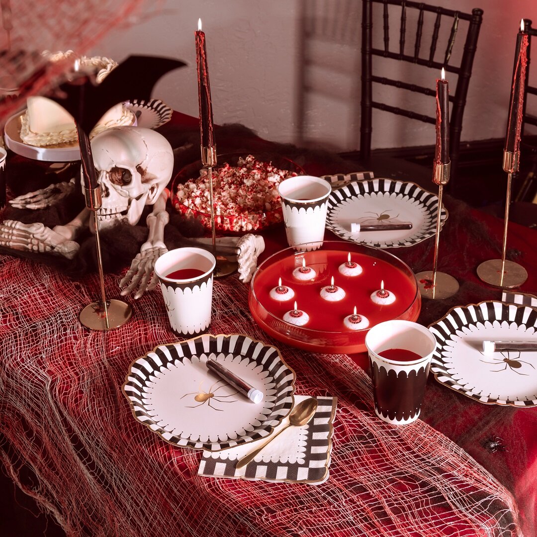 Halloweenservetit kultareunuksella 12 kpl