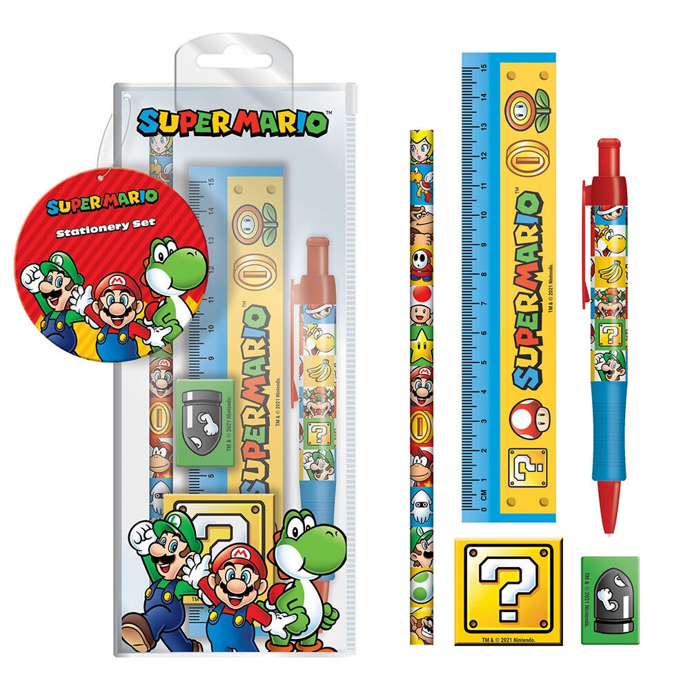 Super Mario Bros - Koulusetti Colour Block 5 kpl