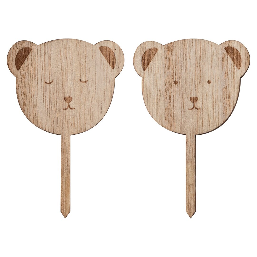 Teddykarhu - Cake Toppers puusta 6 kpl