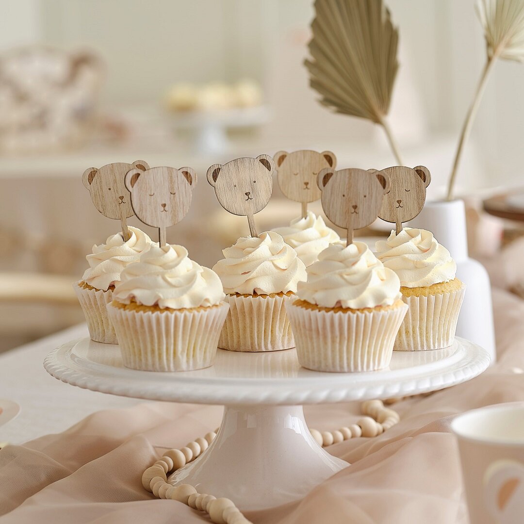 Teddykarhu - Cake Toppers puusta 6 kpl