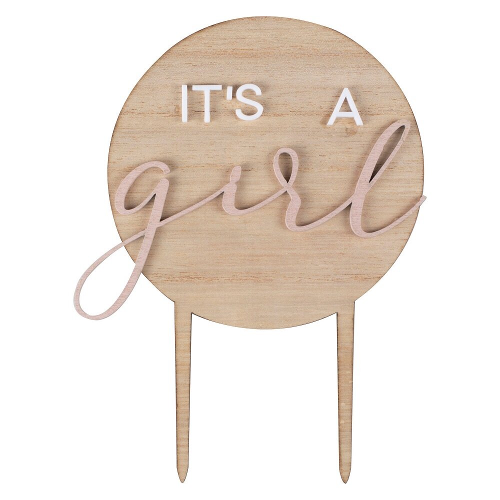 Cake Topper Puusta - It's a Girl