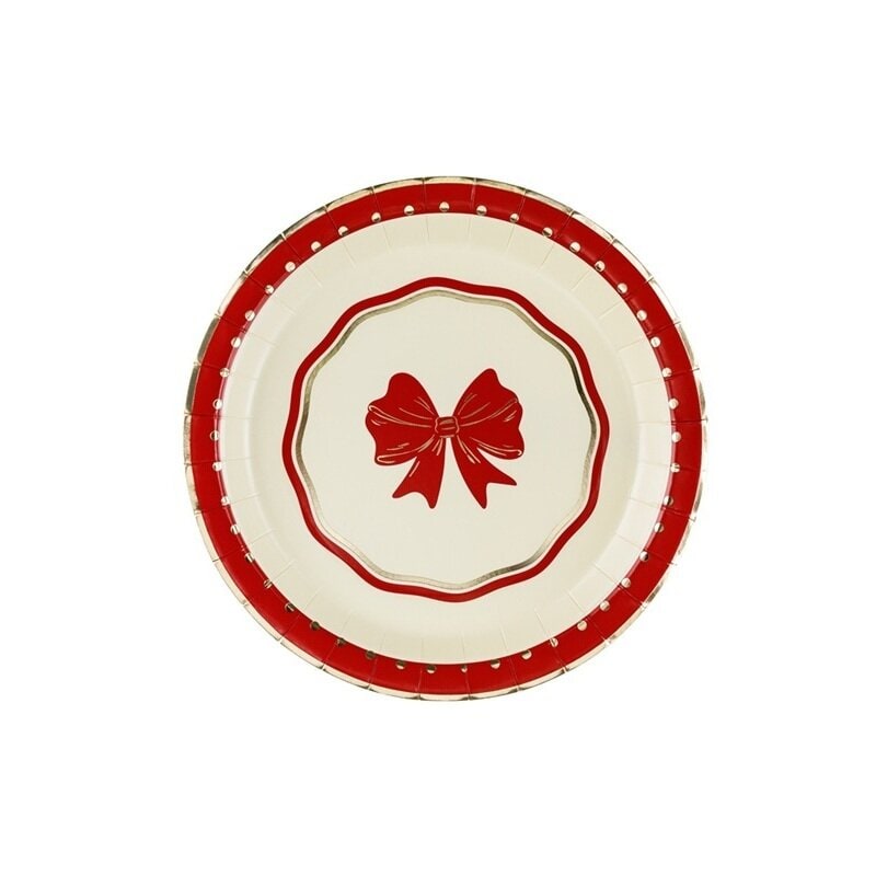 Lautaset punaisella rusetilla 6 kpl