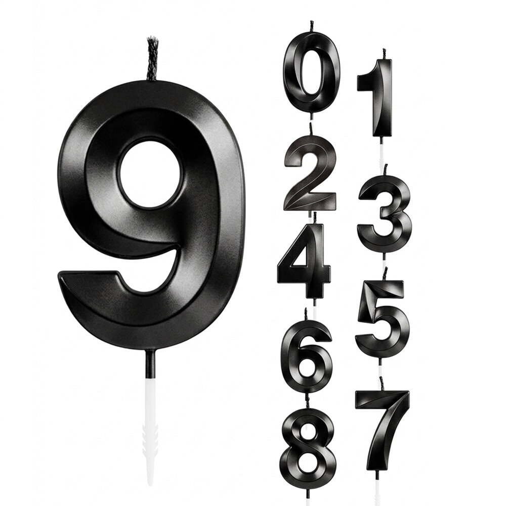 Kakkukynttilä musta metallic numero 0-9