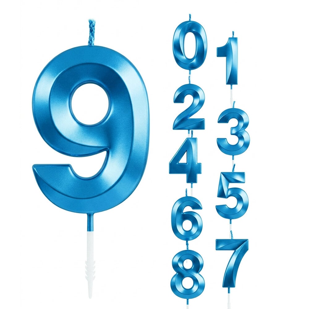 Kakkukynttilä sininen metallic numero 0-9