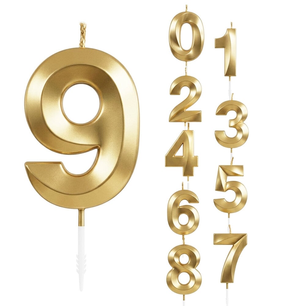 Kakkukynttilä kultametallic numero 0-9