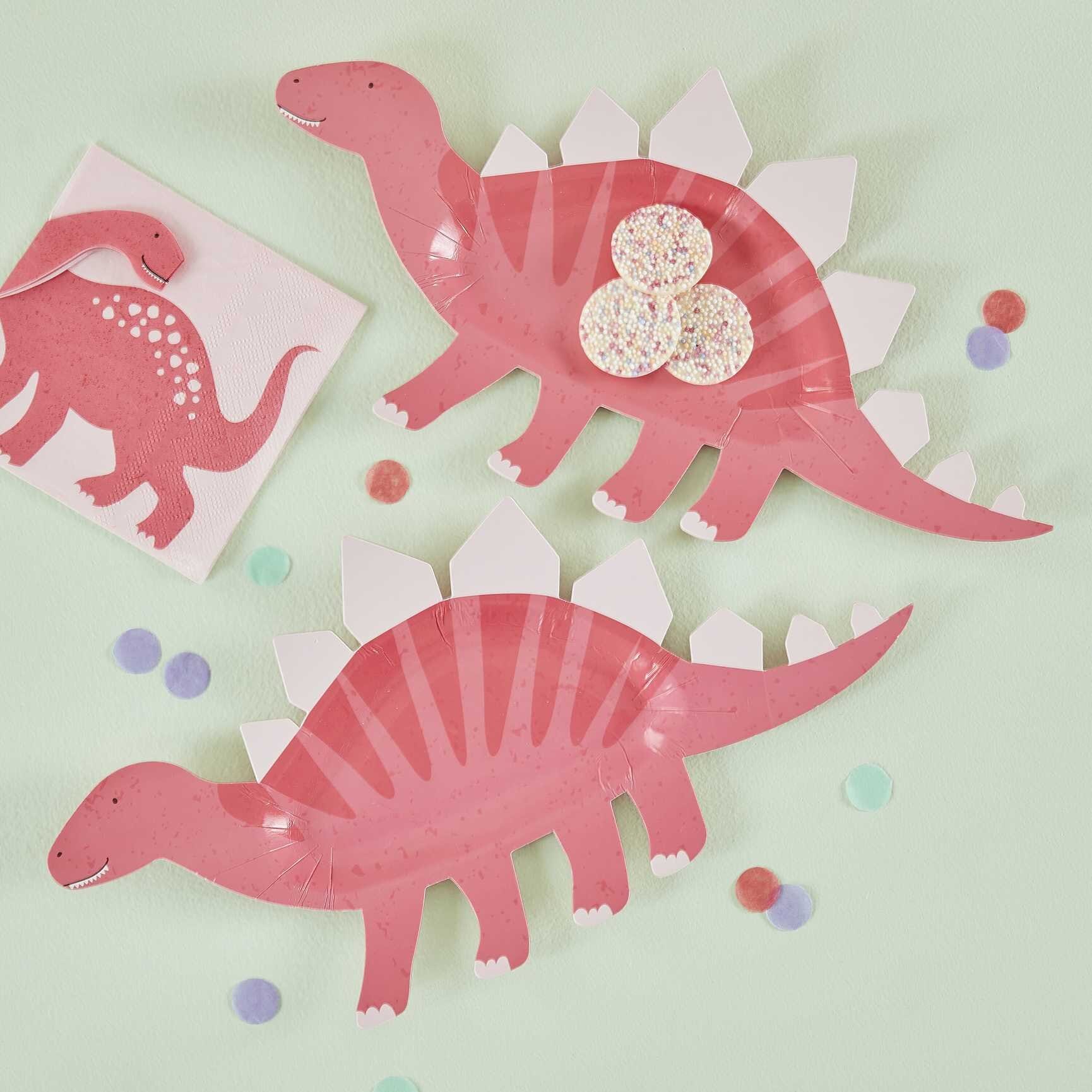 Dinosaurus Roar Pink - Muotoillut lautaset 8 kpl
