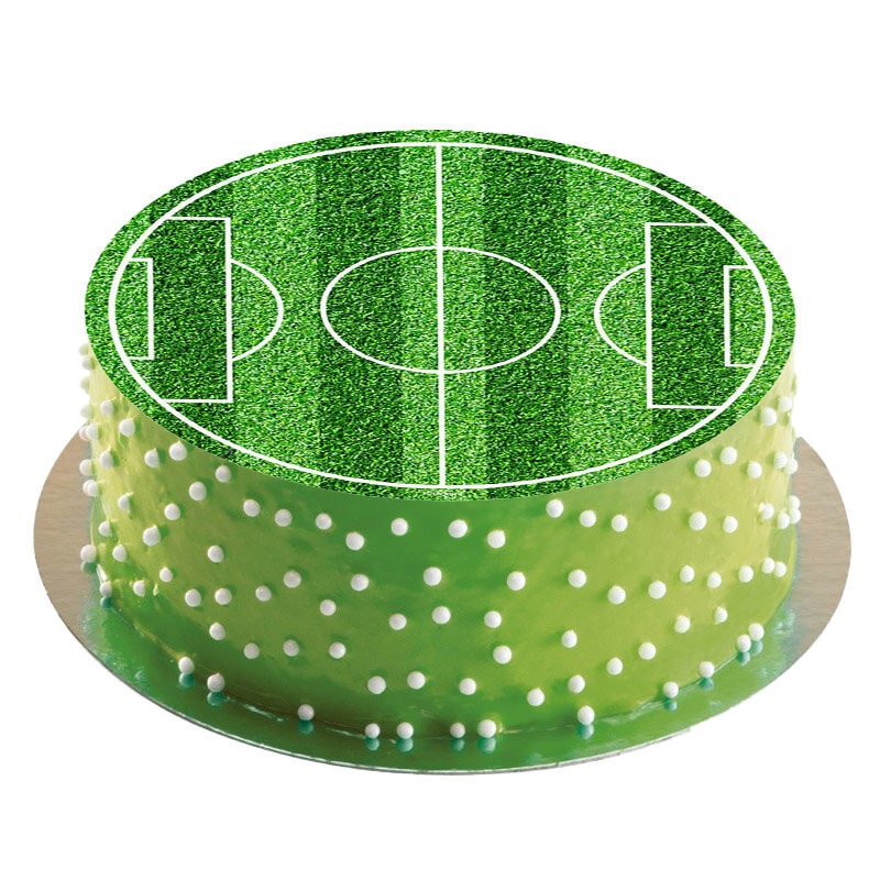Kakkukuva Jalkapallokenttä - Sokerimassa 20 cm (pyöreä)