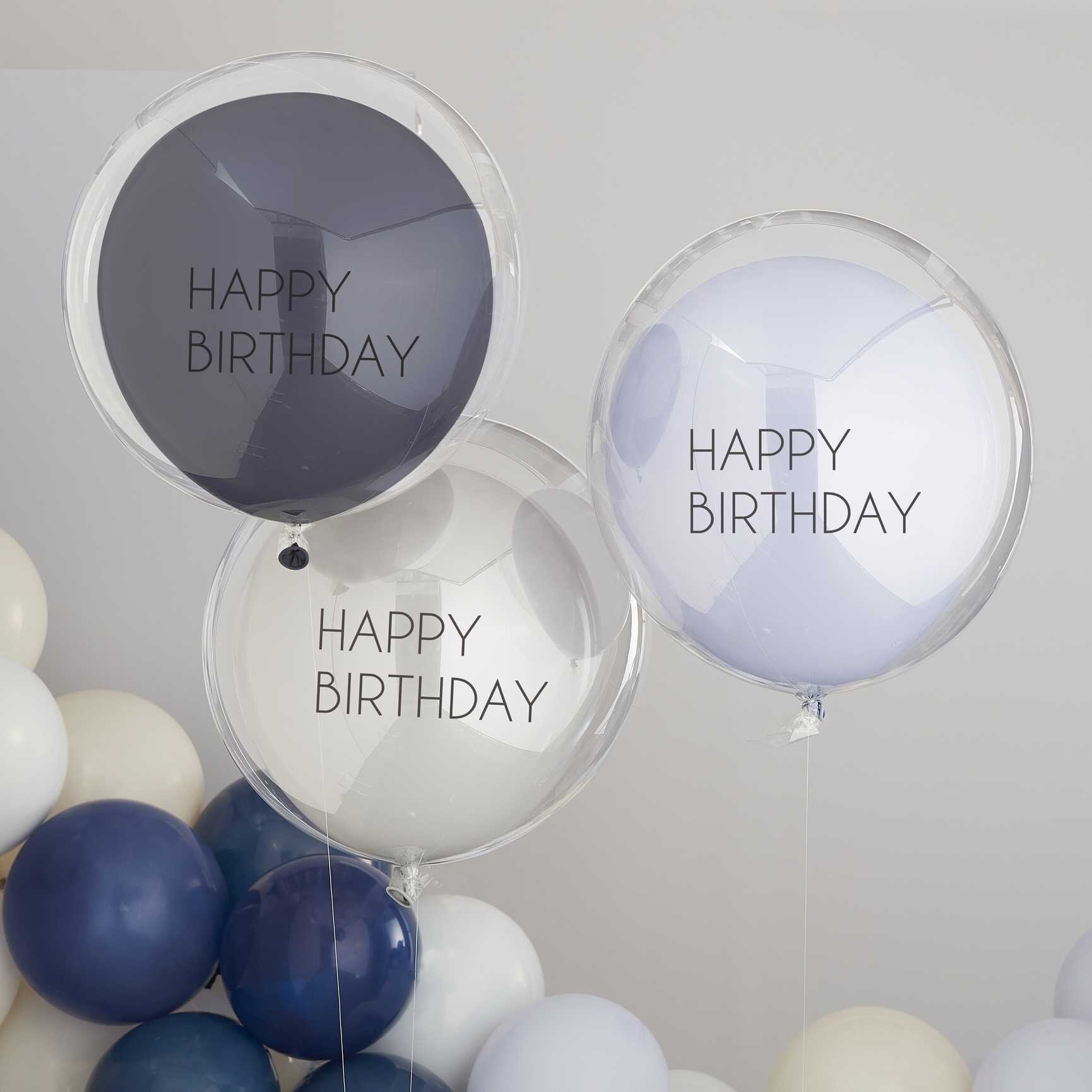 Ilmapallot Double Layer Sininen Happy 3-pakkaus Birthday 