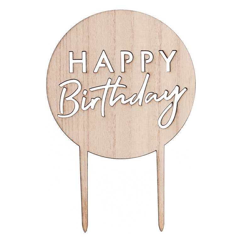 Cake Topper - Kakkukoriste Puuta Happy Birthday