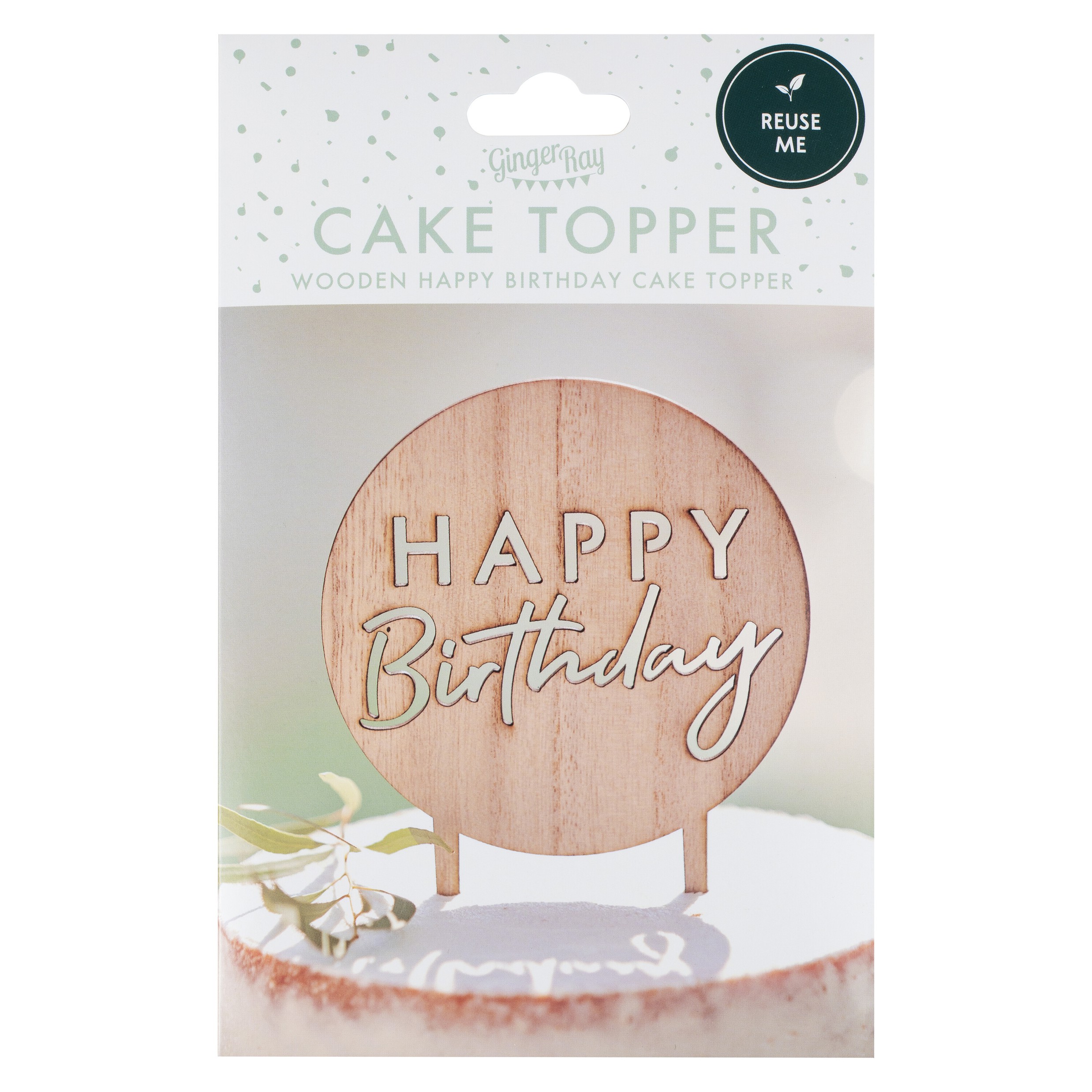 Cake Topper - Kakkukoriste Puuta Happy Birthday