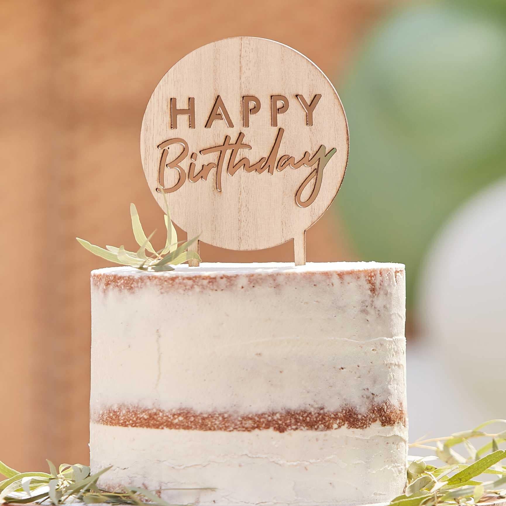 Cake Topper - Kakkukoriste Puuta Happy Birthday