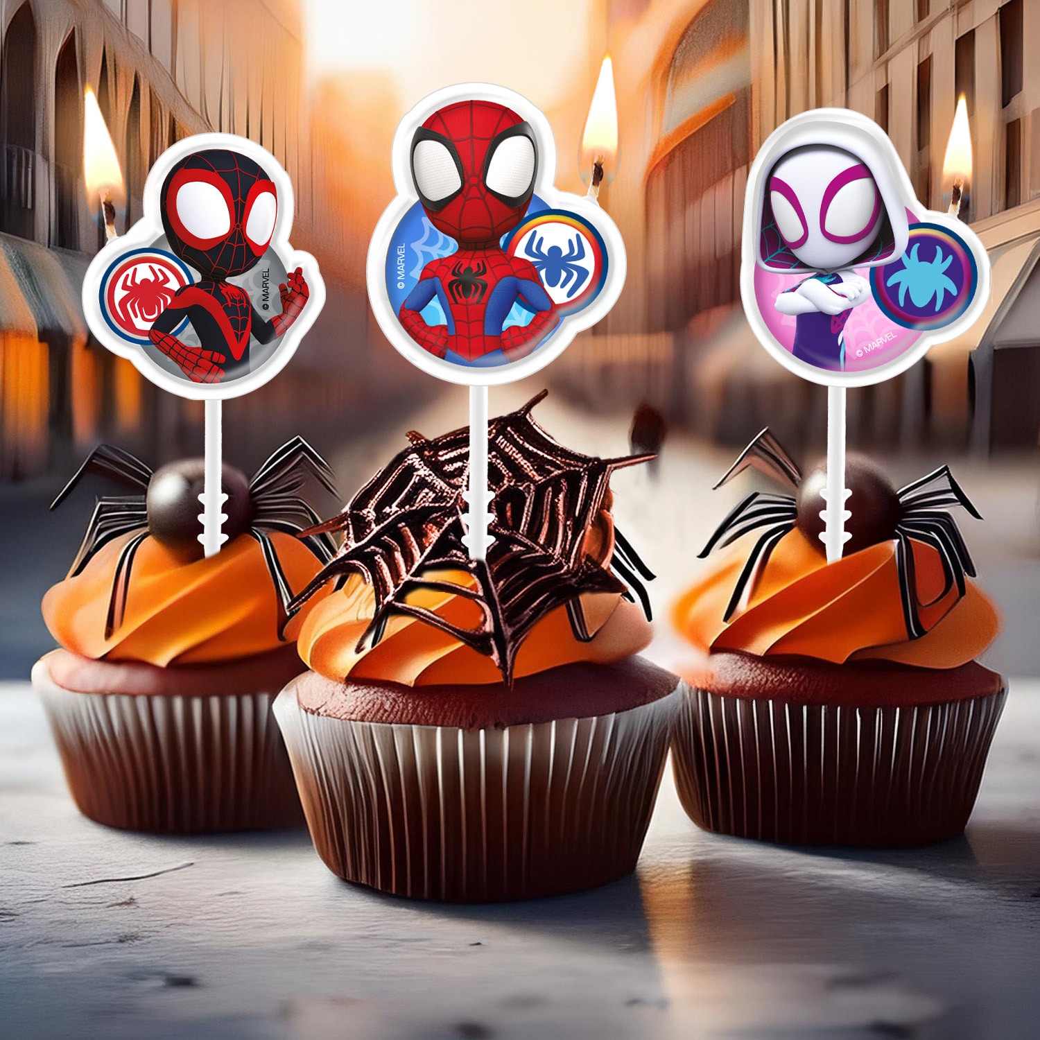 Spidey - Kakkukynttilä Picks 4 kpl